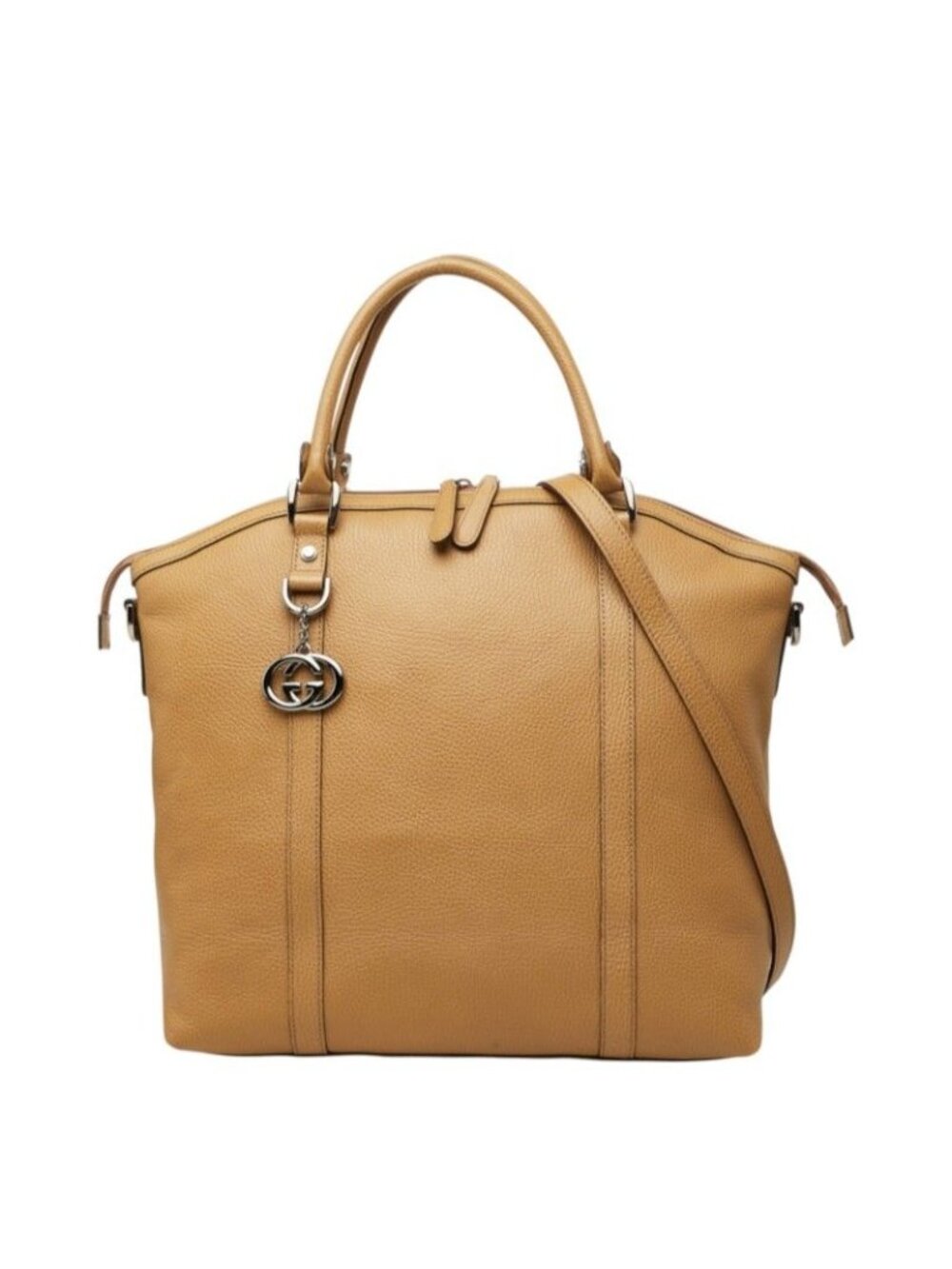 Gucci Tote Shoulder Bag 2-Way Beige Leather